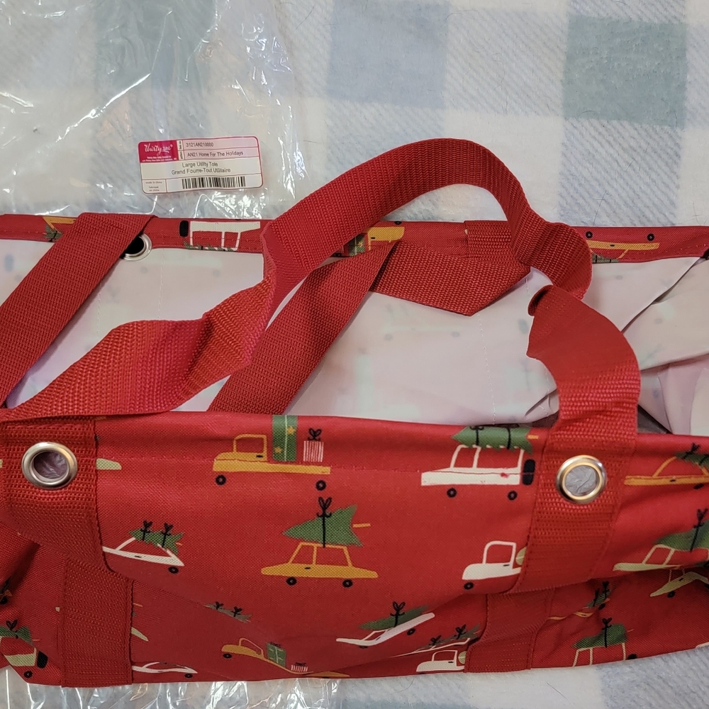 Large Utility tote in home for the holidays